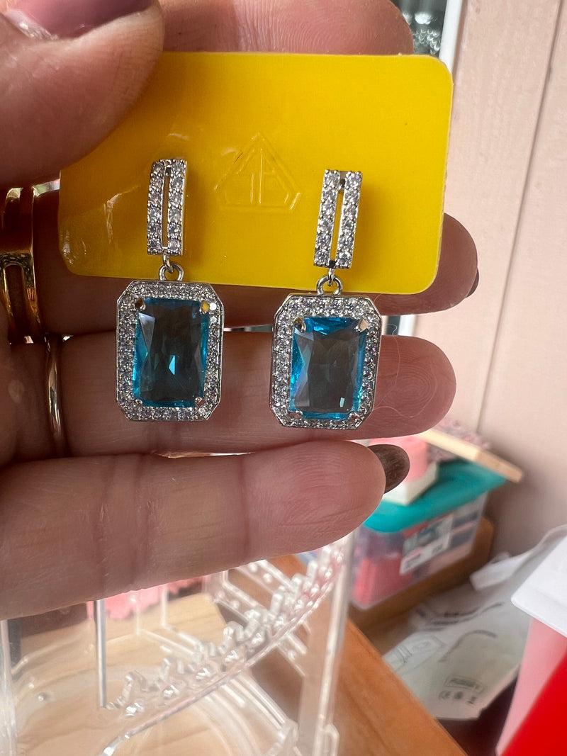 Genuine Blue Topaz dangle Earrings