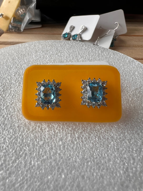 Natural Blue Topaz Earrings