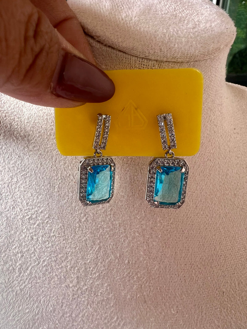 Genuine Blue Topaz dangle Earrings