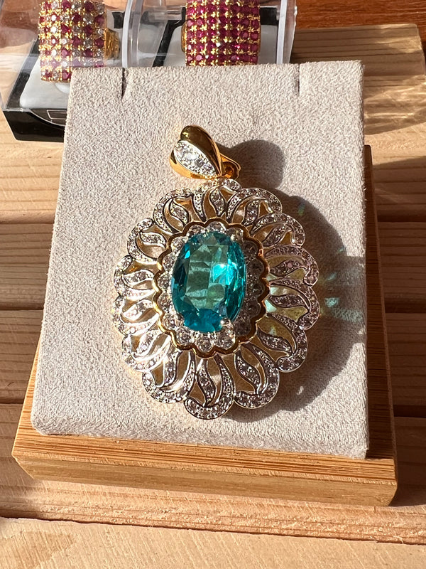Natural Blue Topaz Pendant