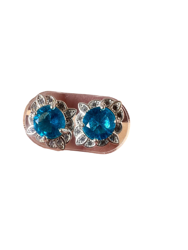 Natural Blue Topaz Stud Earrings