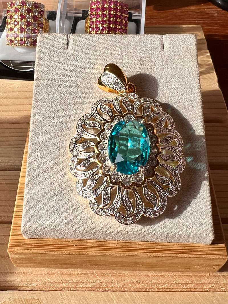 Natural Blue Topaz Pendant