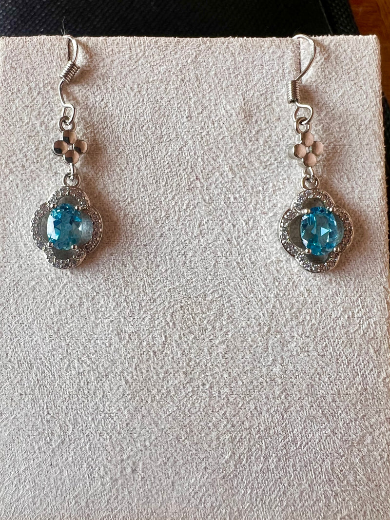 Natural Blue Topaz Earrings
