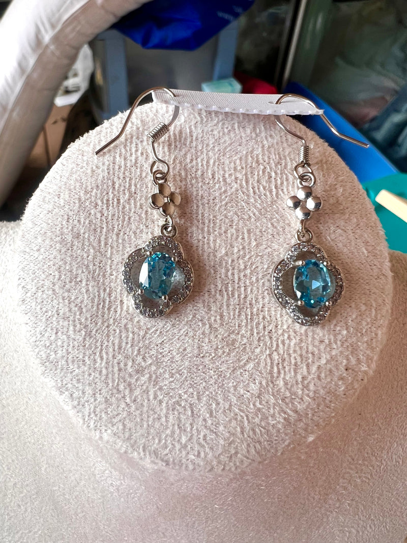 Natural Blue Topaz Earrings