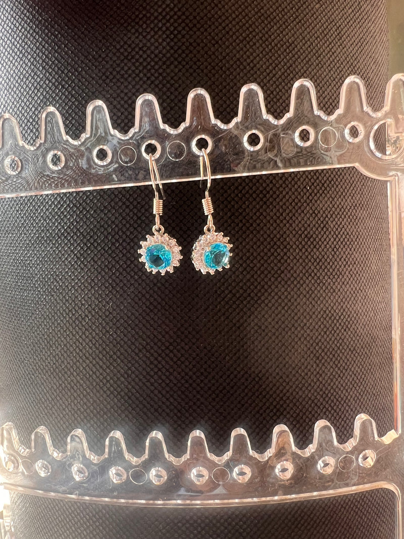 Natural Blue Topaz Earrings 925