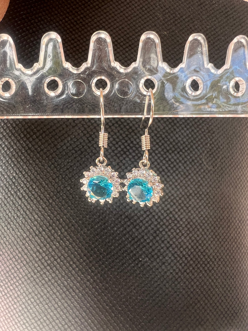 Natural Blue Topaz Earrings 925
