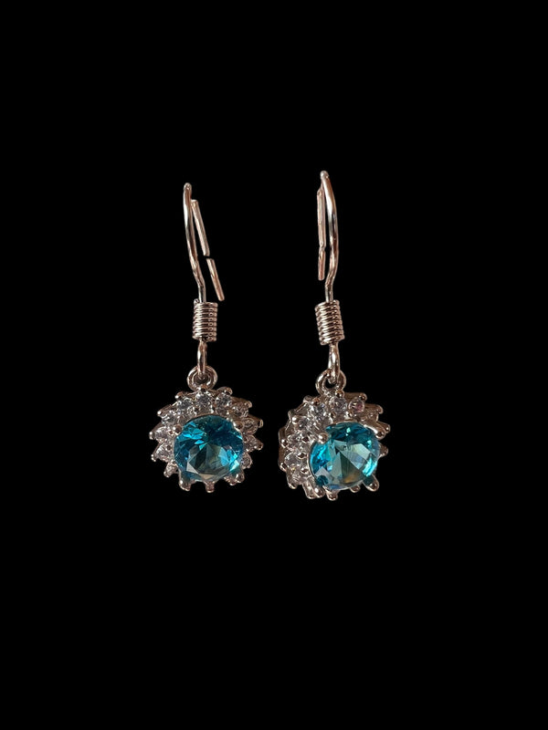 Natural Blue Topaz Earrings 925