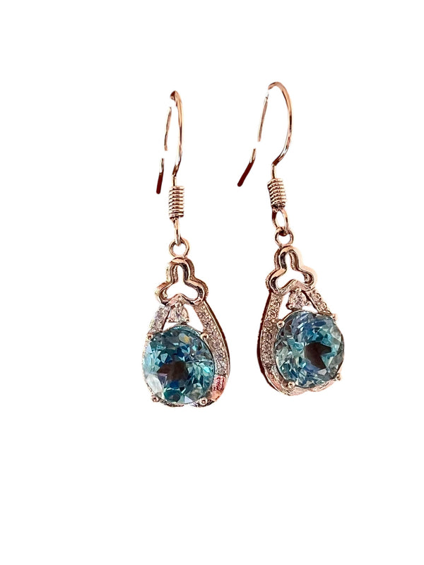 Natural Blue Topaz Earrings