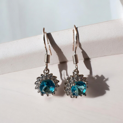 Natural Blue Topaz Earrings 925