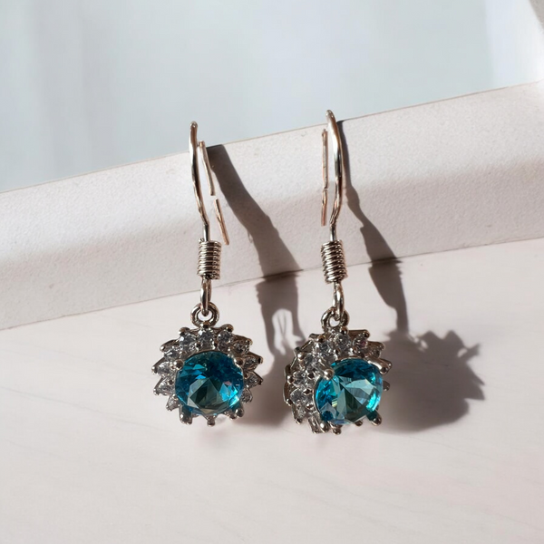 Natural Blue Topaz Earrings 925