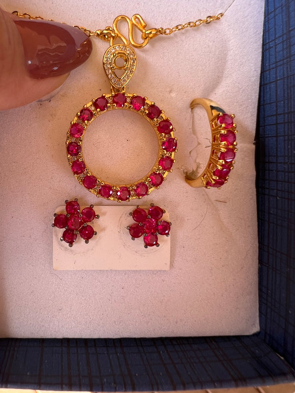 Natural Ruby heated ruby Set