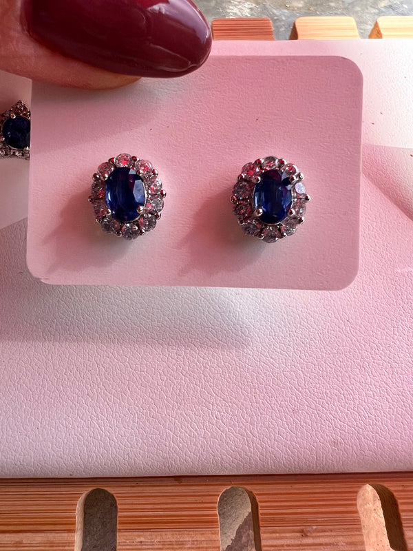 Genuine Burmese Sapphires Stud Earrings