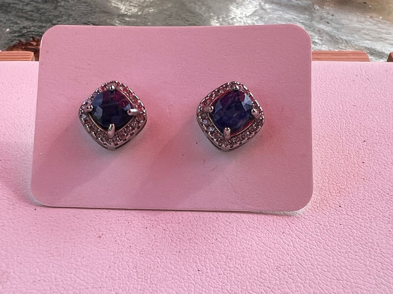 Genuine Burmese Sapphires Stud Earrings