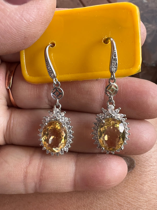 Natural Citrine Dangling Earrings