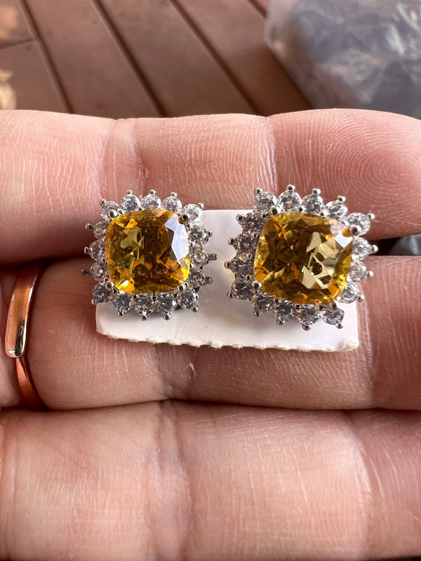 Natural Citrine Stud Earrings. Each gemstones is 4 carat