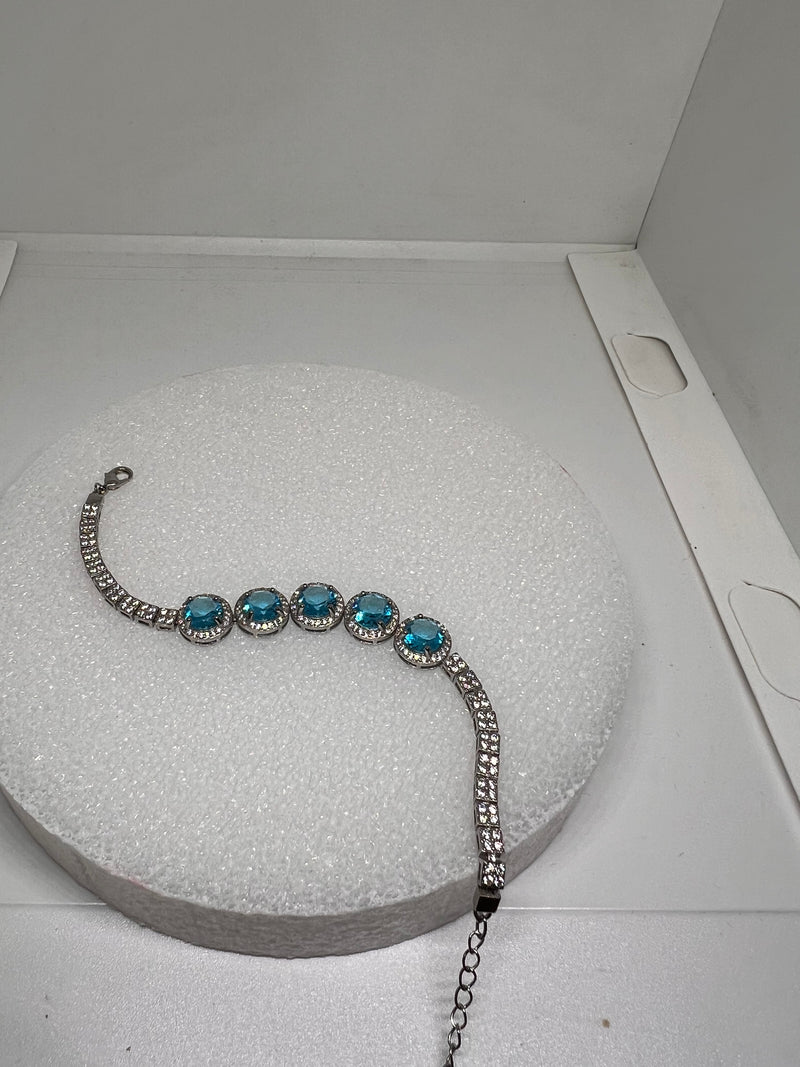 Natural Blue Topaz Hand Chain