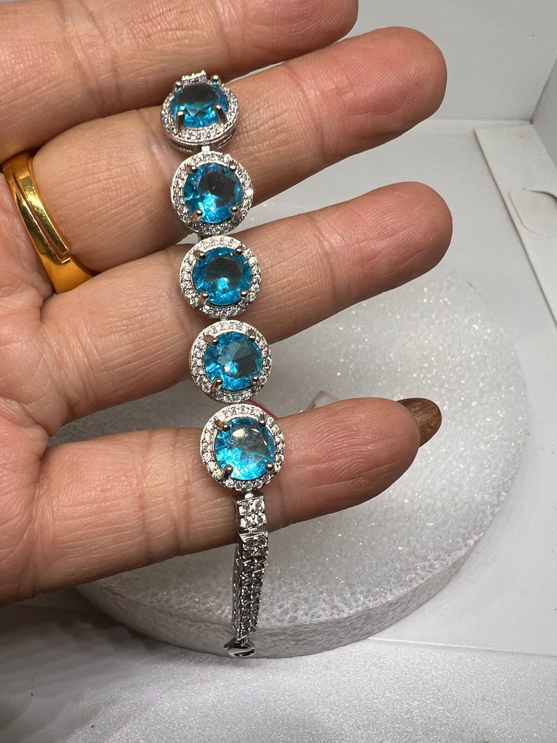 Natural Blue Topaz Hand Chain