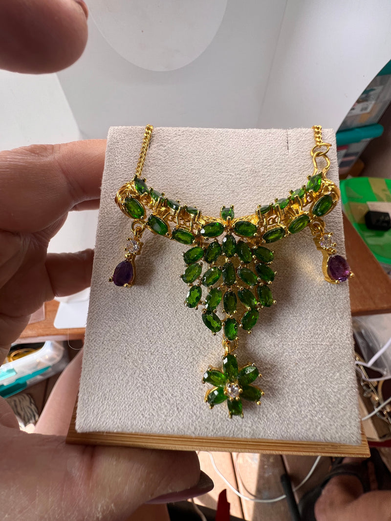 Mogok Emerald Diopside Necklace