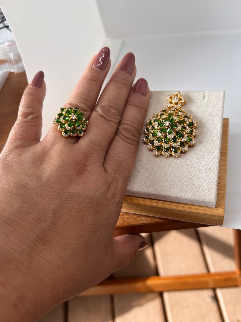 Emerald Mogok Emerald Pendant and Ring