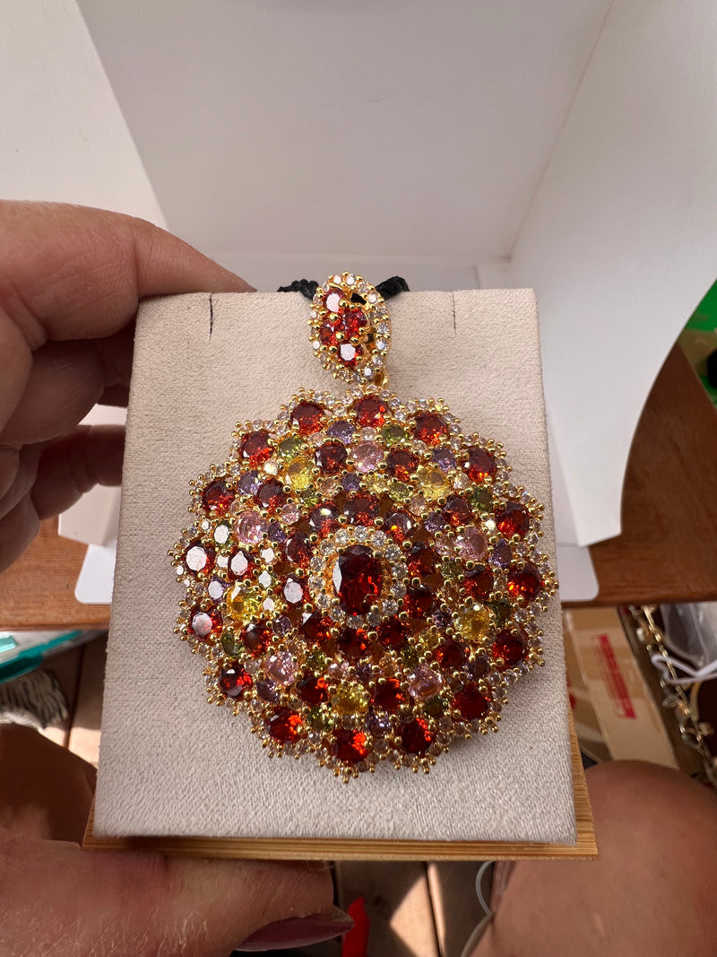 Natural Garnet multi Gemstones Pendant