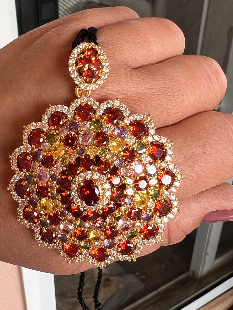 Natural Garnet multi Gemstones Pendant