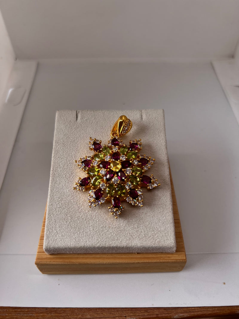 Rhodolite Garnet and Peridot Pendant