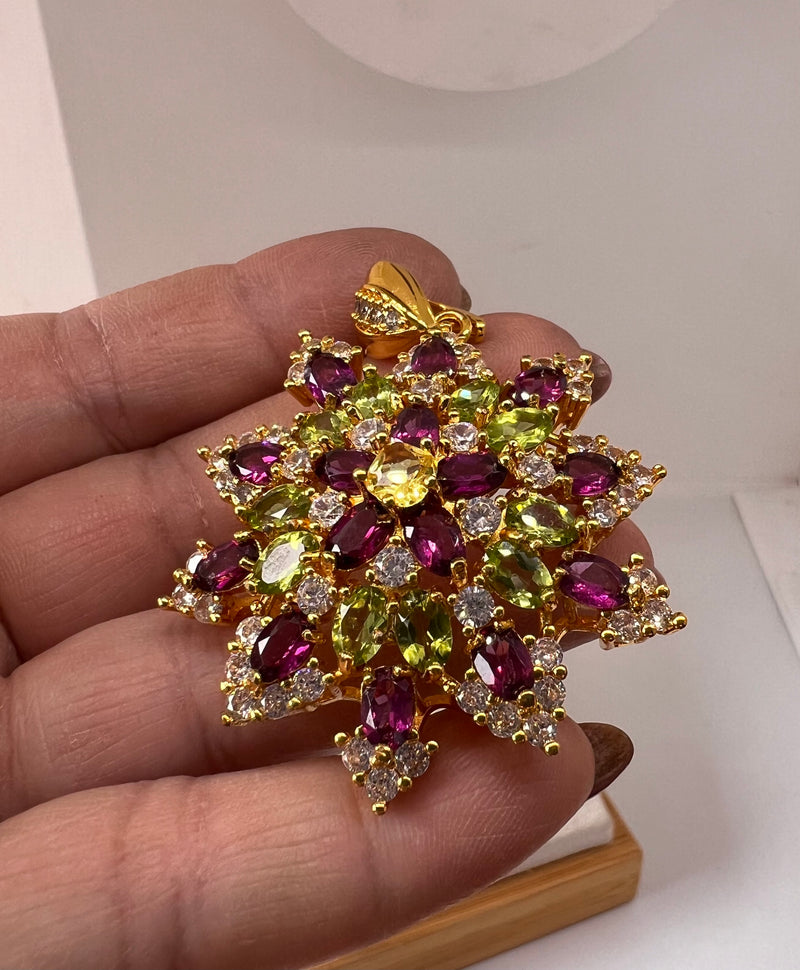 Rhodolite Garnet and Peridot Pendant