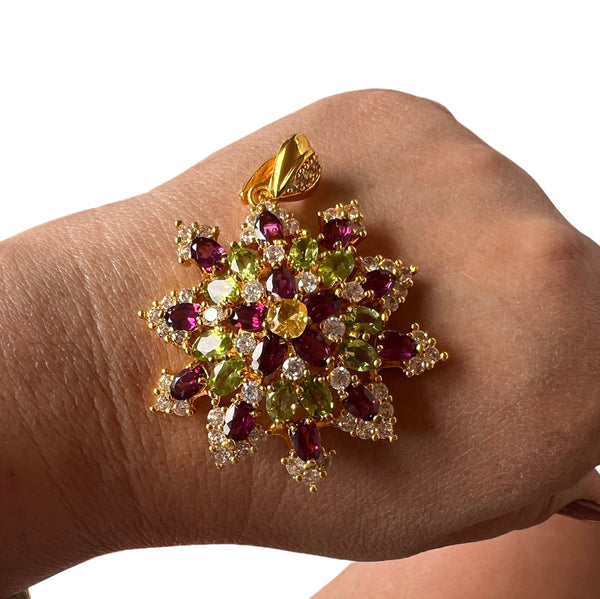 Rhodolite Garnet and Peridot Pendant