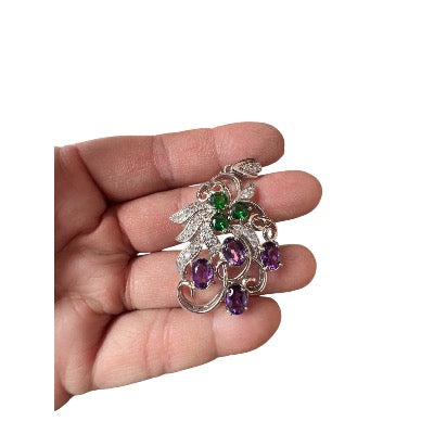 Natural Garnet and Diopside Emerald Pendant
