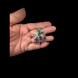 Natural Garnet and Diopside Emerald Pendant