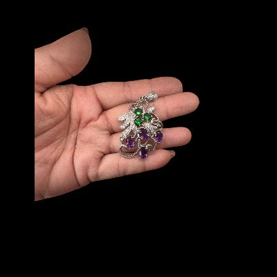 Natural Garnet and Diopside Emerald Pendant