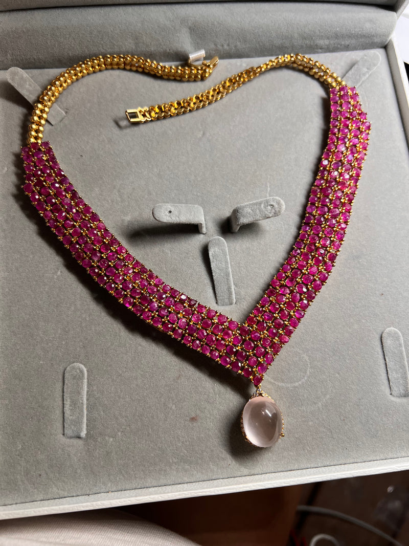 Handmade Genuine Myanmar Ruby Necklace