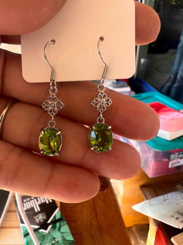 Natural Peridot Dangle Earrrings