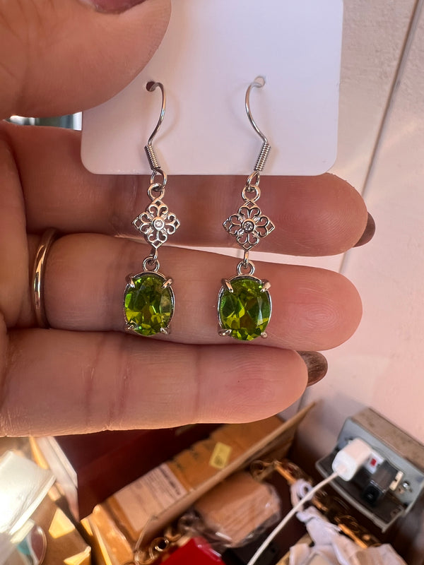 Natural Peridot Dangle Earrrings